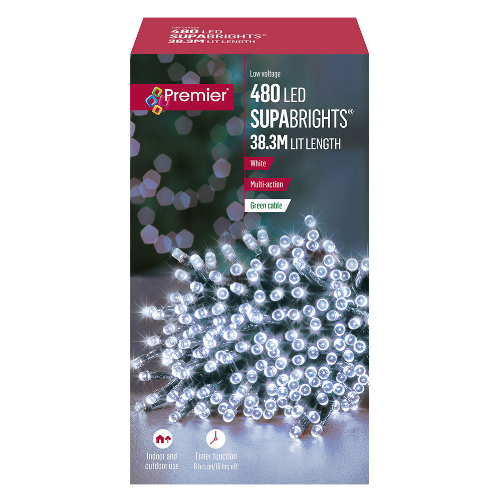 Premier 480 Led Multi-Action Supabright Christmas Lights - White | FLV162172W