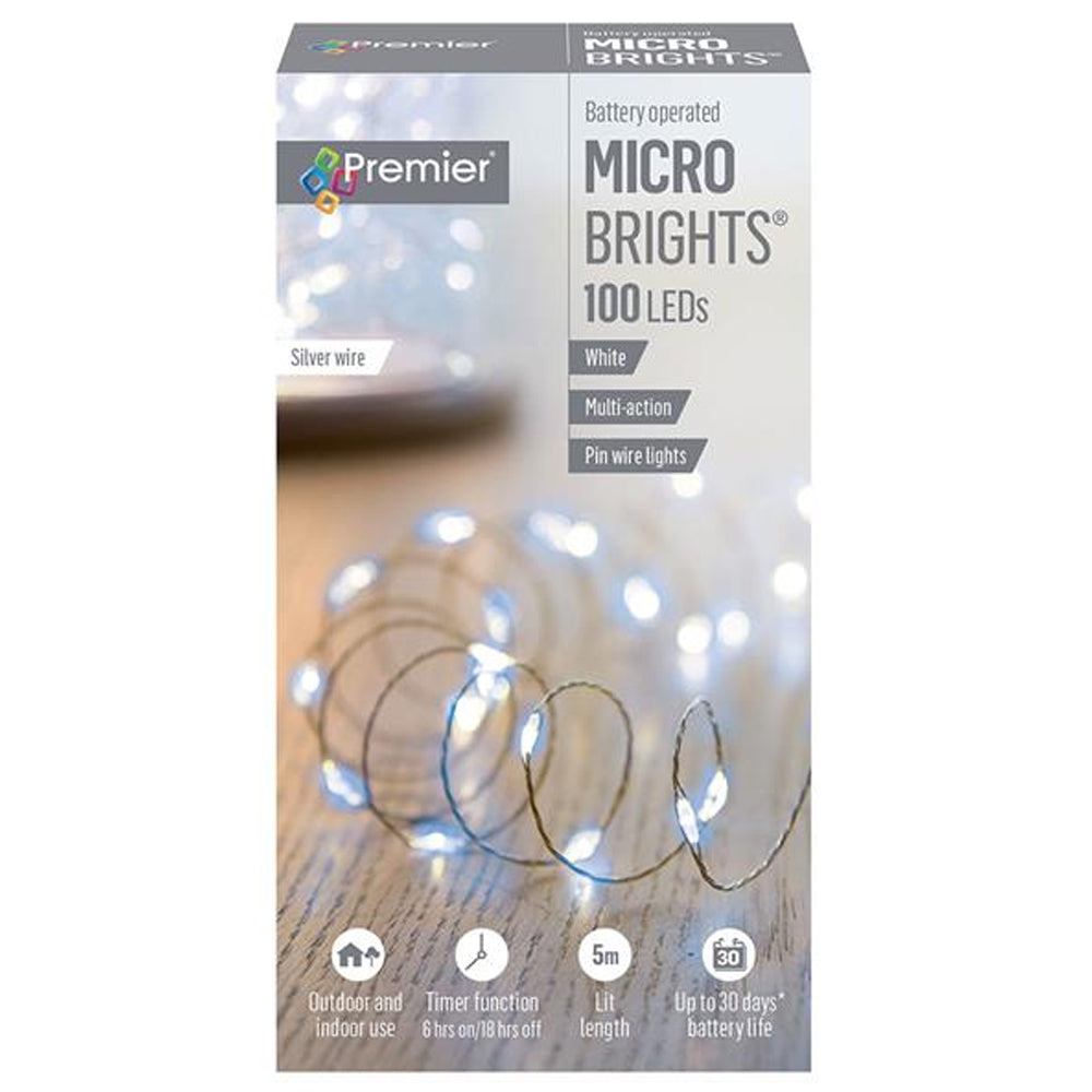 Premier 100 LED Battery Microbrights Lights with Timer - White | FLB151210W