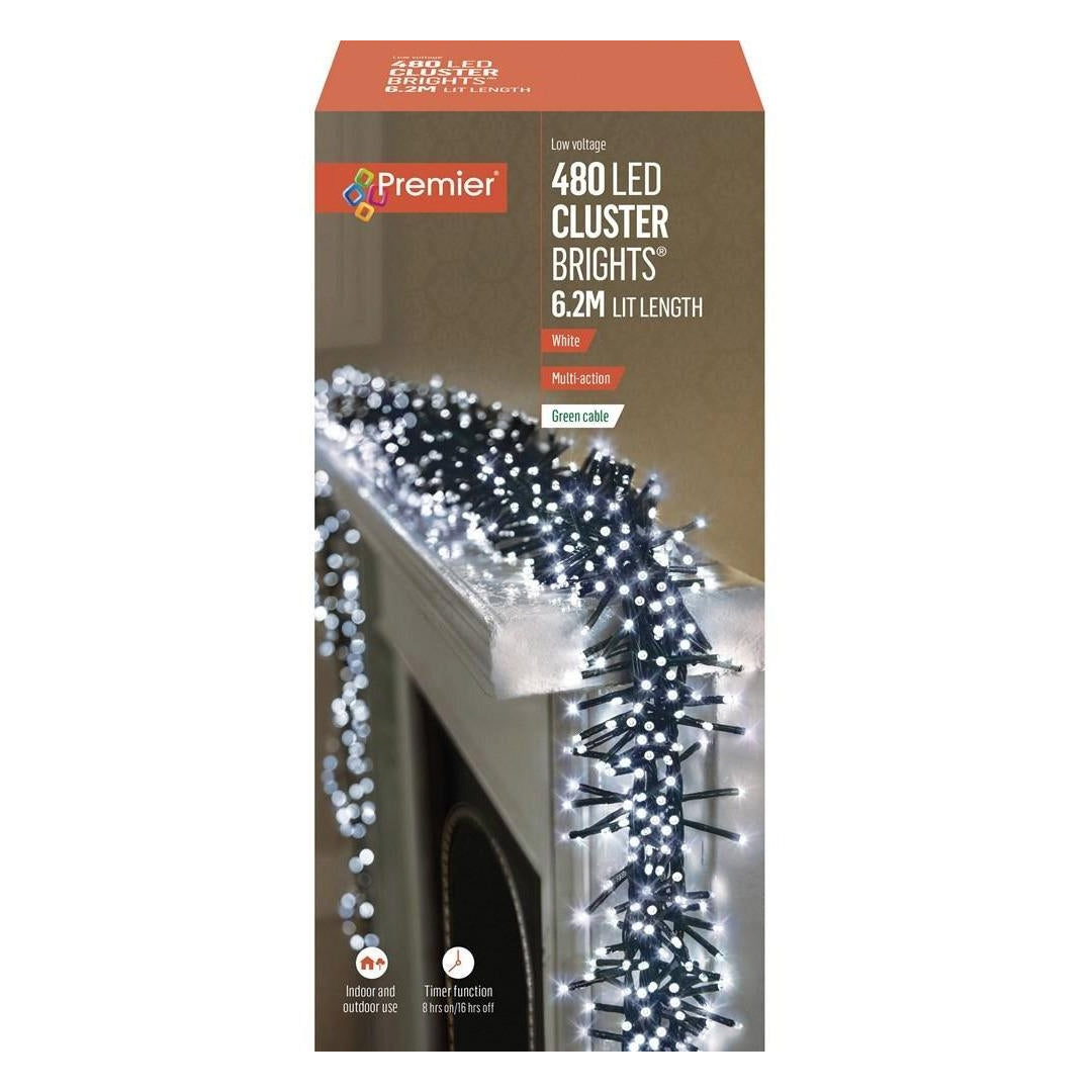 Premier 480 Multi-Action Clusterbright Christmas Lights with Timer - White | FLV162174W