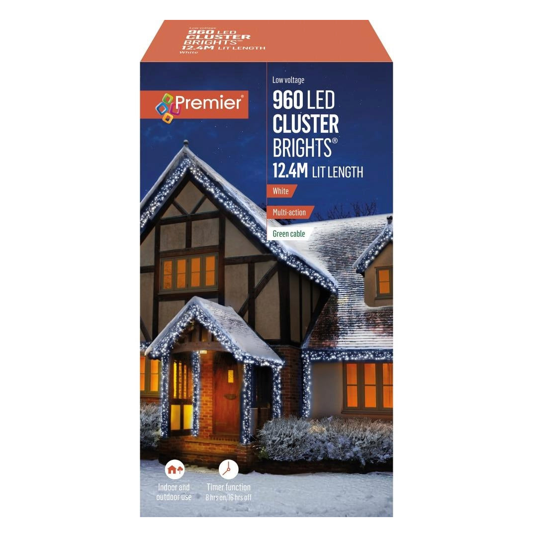 Premier 960 Multi-Action Clusterbright Christmas Lights with Timer - White | LV162176W