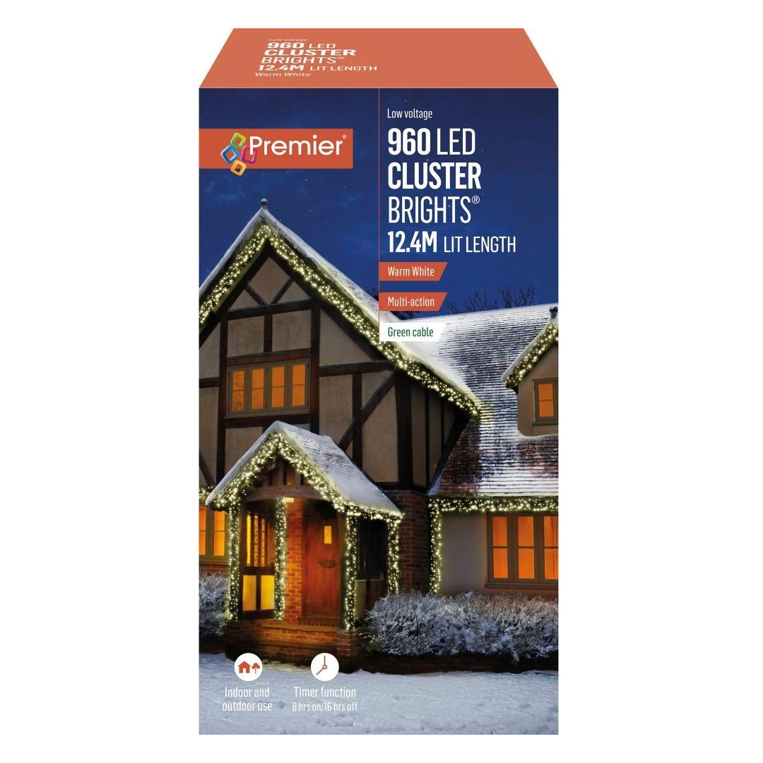 Premier 960 Multi-Action Clusterbright Christmas Lights with Timer - Warm White | LV162176WW