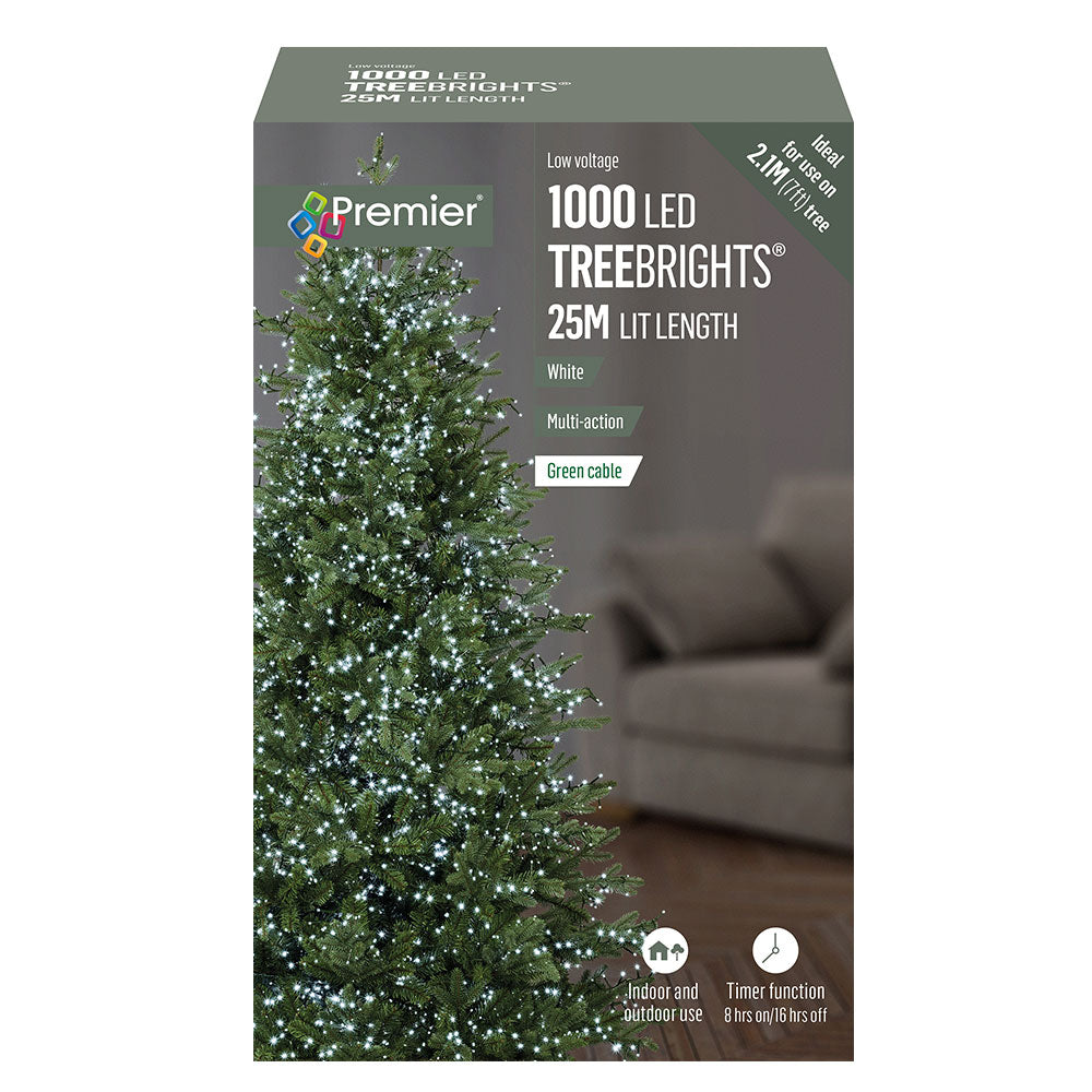 Premier 1000 Multi-Action Treebright Christmas Lights with Timer - White | LV162179W