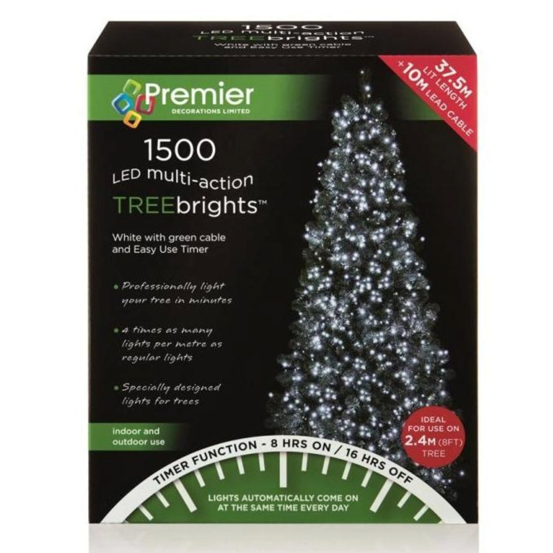 Premier 1500 Multi-Action Treebright Christmas Ligthts with Timer - White | FLV162180W