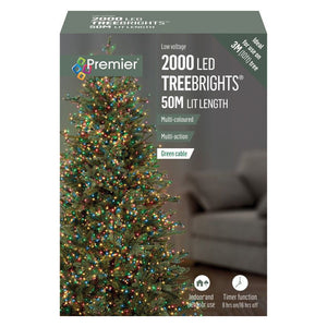 Premier 2000 Multi-Action Treebright Christmas Lights with Timer - Multi-Coloured | FLV162181M