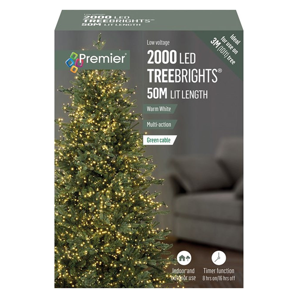 Premier 2000 Multi-Action Treebright Christmas Lights with Timer - Warm White | FLV162181WW