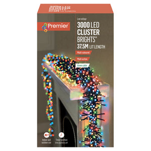 Premier 3000 Multi-Action Clusterbright Christmas Lights with Timer - Multi-Coloured | FLV203073M