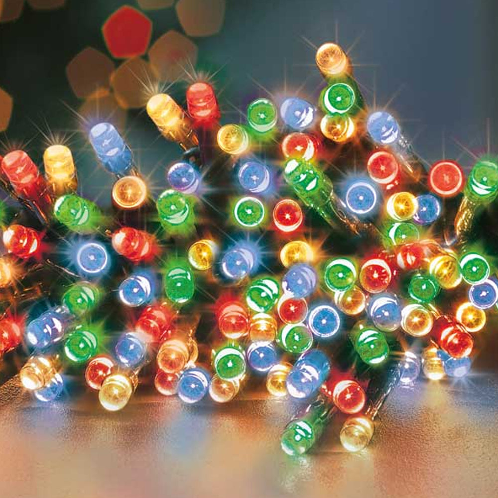 Premier 1000 LED Battery Christmas Lights with Timer - Multi-Coloured | FLB213283M
