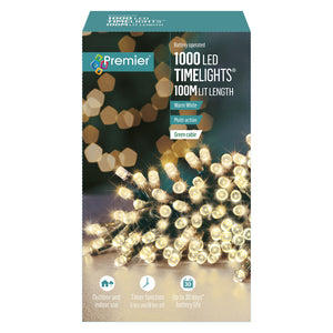 Premier 1000 LED Battery Christmas Lights with Timer - Warm White | FLB213283WW