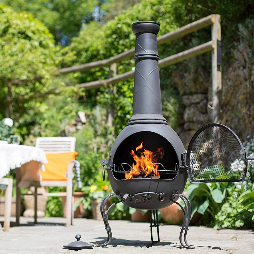 La Hacienda Murcia Extra Large Steel Chimenea with Grill | 280767