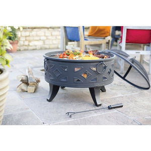 La Hacienda Diamond Deep Bowl Firepit with Grill | 280747