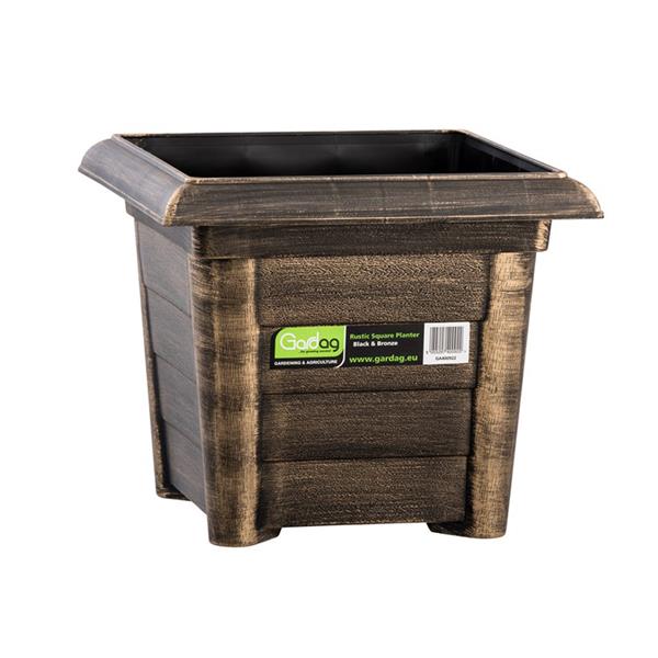 Gardag Rustic Square Planter Pot 27cm  - Black & Bronze | GA400908