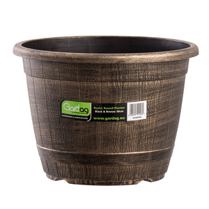 Gardag Rustic Round Planter Pot 30cm - Black & Bronze | GA400960