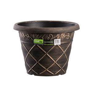 Gardag Rustic Antiqua Round Planter Pot 35cm - Black & Bronze | GA400984