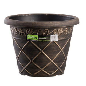 Gardag Rustic Antiqua Round Planter Pot 45cm - Black & Bronze | GA401004