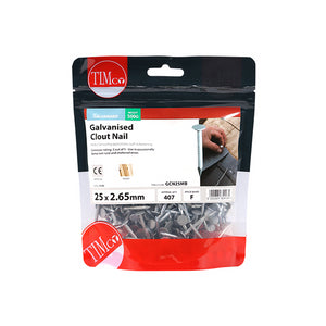 Timco 25mm Galvanised Clout Nails 500g | GCN25MB