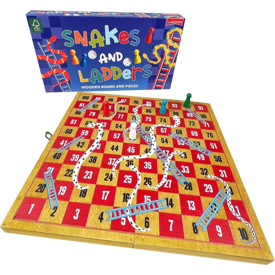 Lagoon Snakes and Ladders Wooden Board Game | L08607