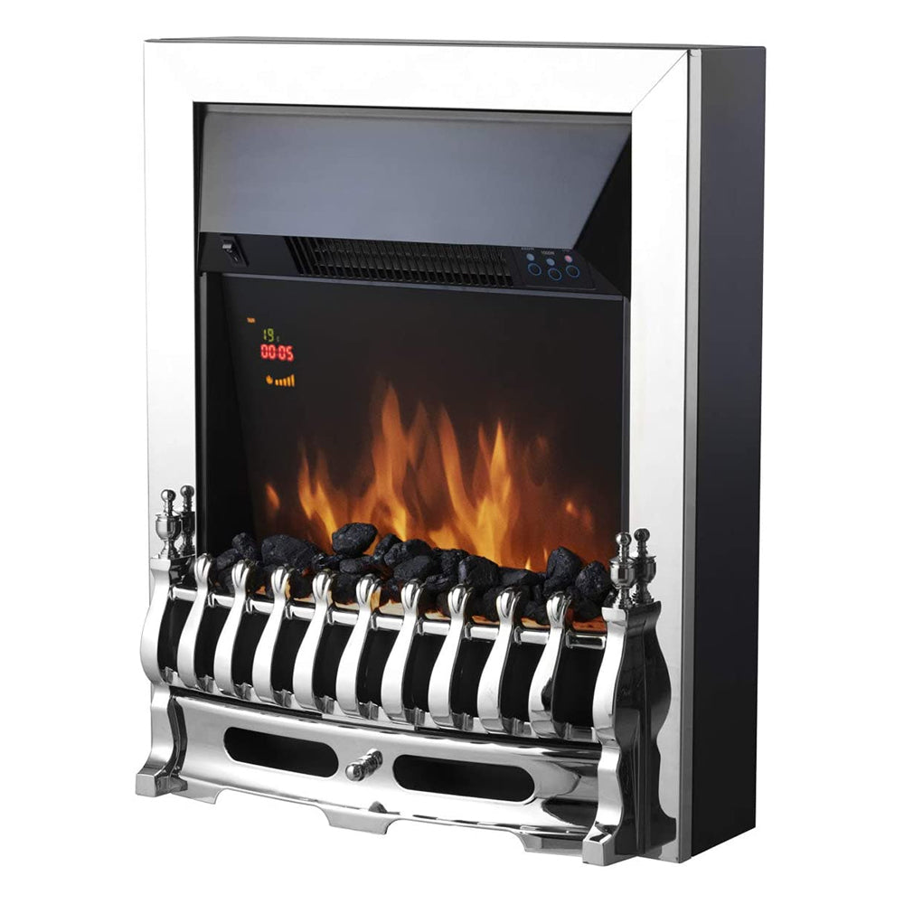 Warmlite Whitby Electric Fire Inset with Remote Control Chrome - 2kw