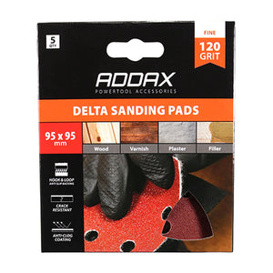 Addax Delta Sanding Pads - 120 Grit 95 x 95mm 5 Pack | 231410