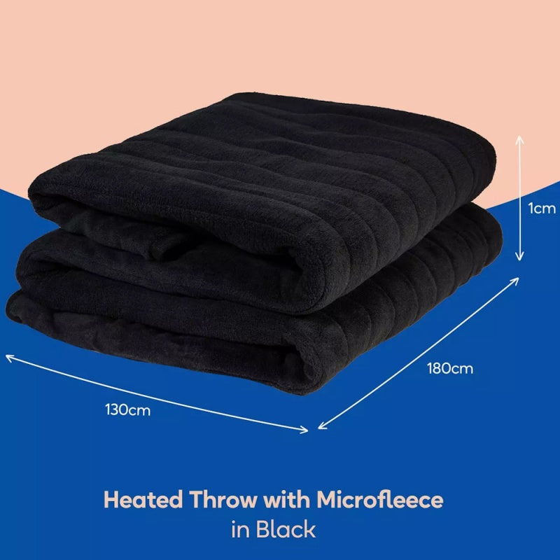 Russell Hobbs Heated Electric Throw Sherpa Microfleece (180 x 130cm) - Black | RHHT1004BLA