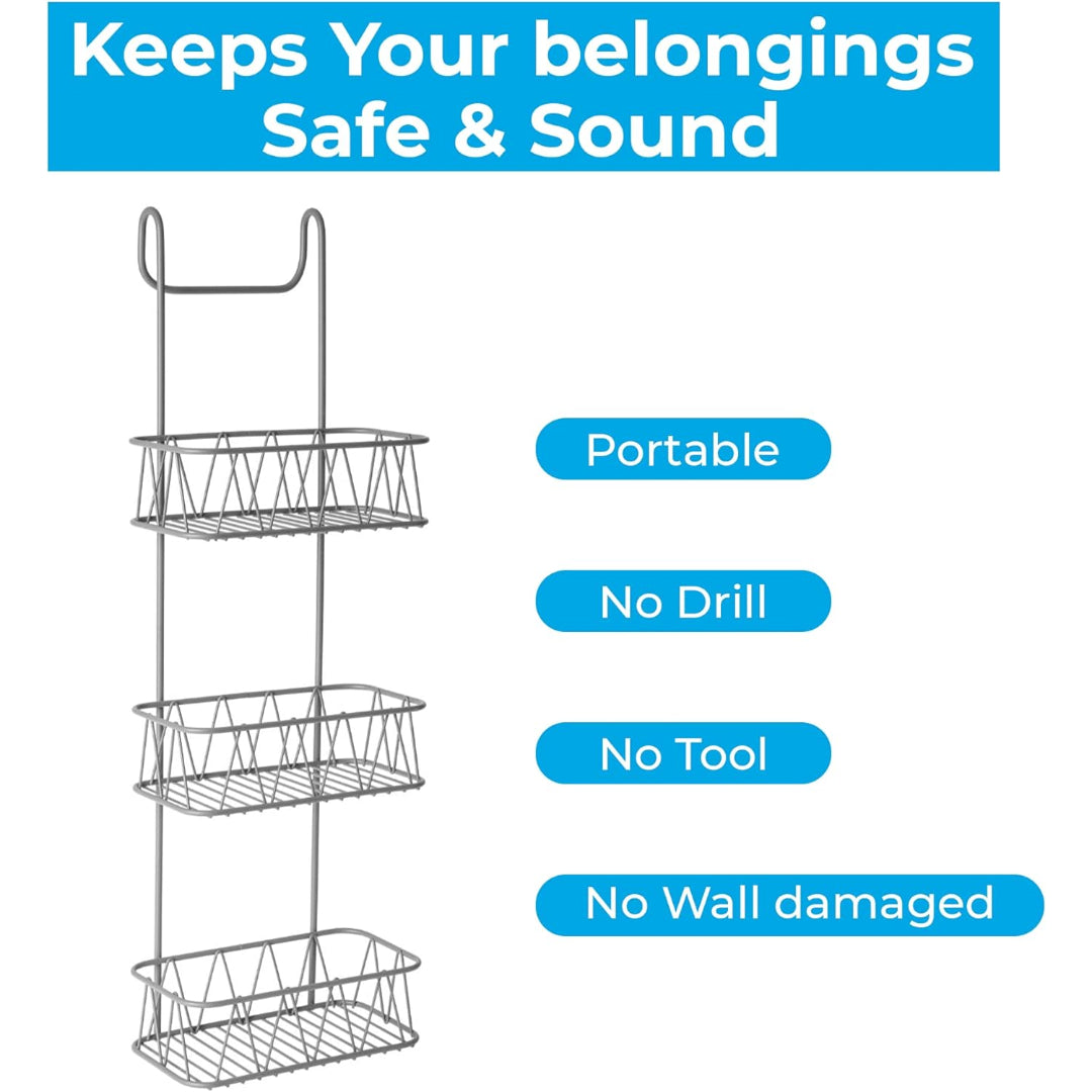 Blue Canyon 3 Tier Over Shower Door Caddy with Hook | BCBA0493