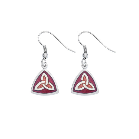 Sea Gems Celtic Triangle Trinity Knot Red Earrings - Sterling Silver | 3074R