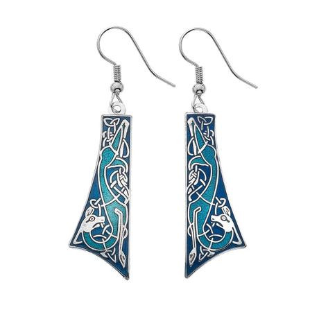 Sea Gems Celtic Dog Tie Shape Earrings Blue / Turquoise - Sterling Silver | 3128BTQ