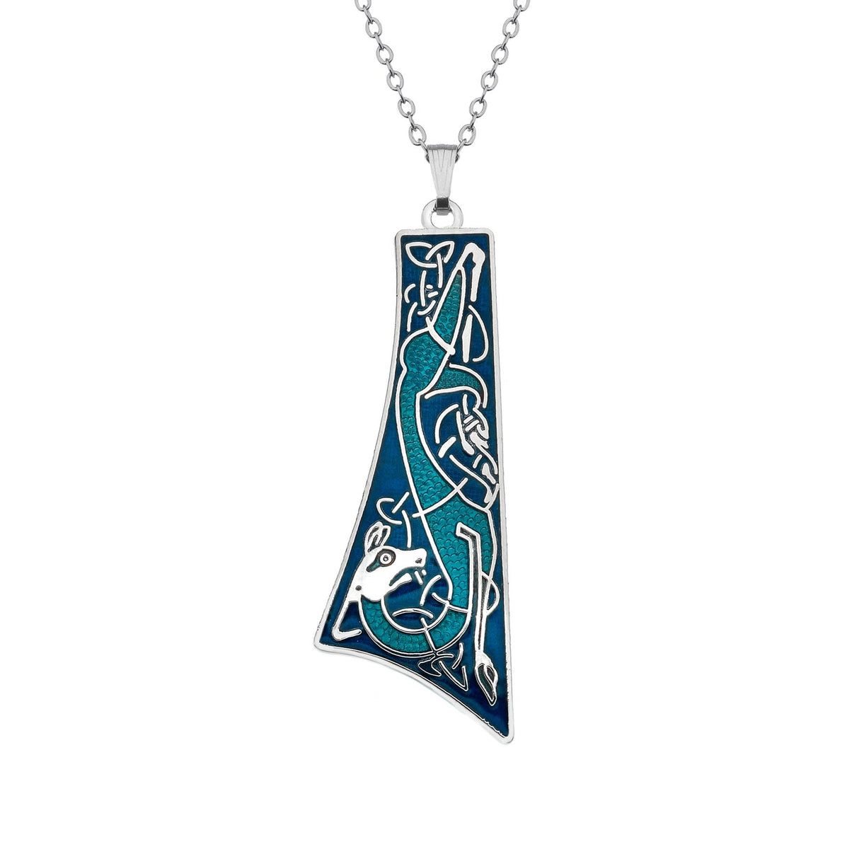 Sea Gems Celtic Dog Tie Shape Pendant Blue / Turquoise - Sterling Silver | 3129BTQ