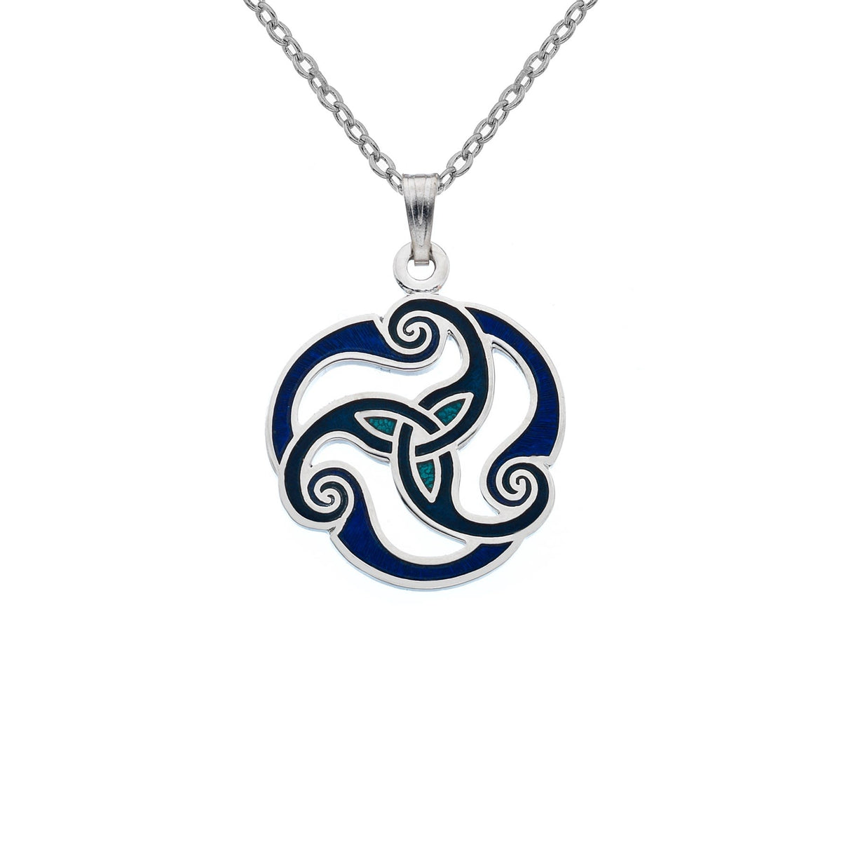 Sea Gems Celtic Triskele Pendant Blue / Turquoise - Sterling Silver | 3137BTQ