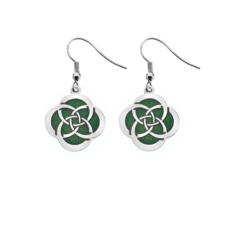 Sea Gems Celtic Circles  and Slim Knot Earrings Green - Sterling Silver | 3148G