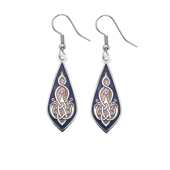 Sea Gems Celtic Birds Head Earrings Purple / Lilac - Sterling Silver | 3189PL