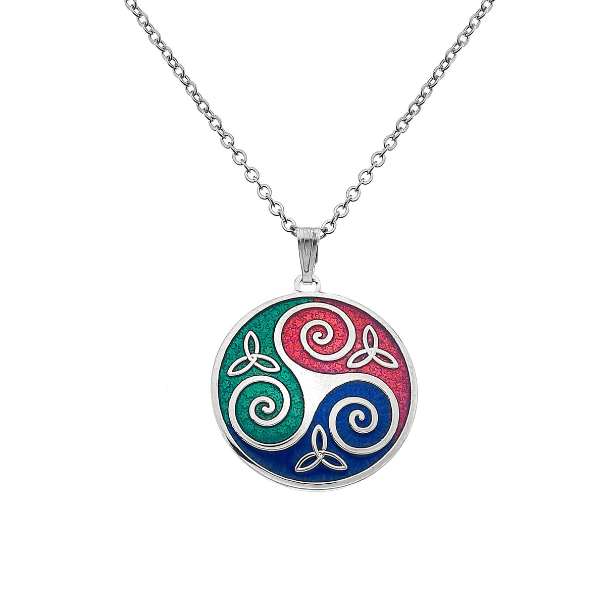 Sea Gems Celtic Triskele Trinity Pendant Red / Green / Blue - Sterling Silver | 3230RGB