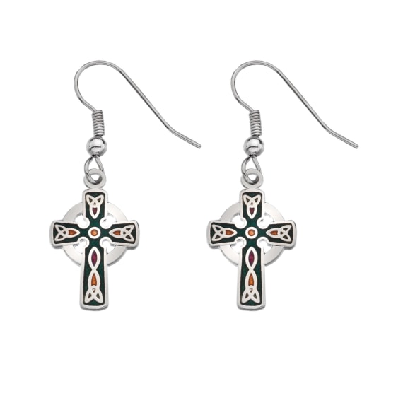 Sea Gems Celtic Cross Earrings Green - Sterling Silver | 3234G