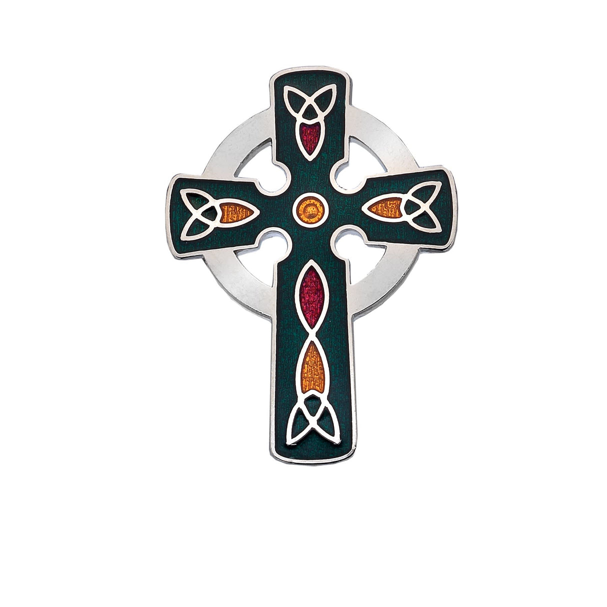 Sea Gems Celtic Cross Brooch Green - Silver | 3236G