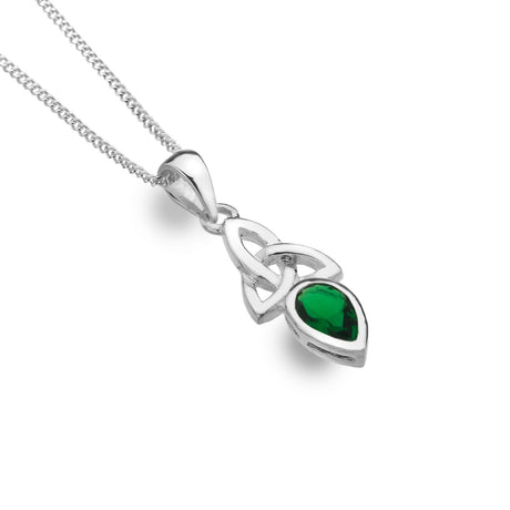 Sea Gems Celtic Trinity Pendant - Sterling Silver / Synthetic Emerald | 4177SG