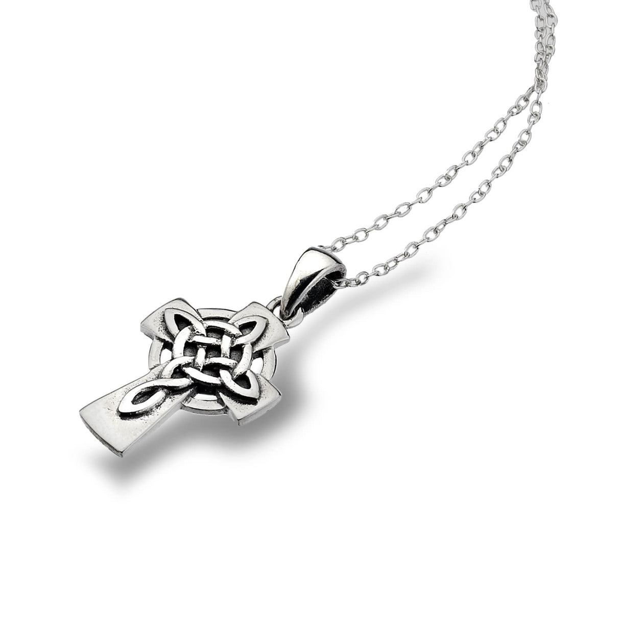 Sea Gems Celtic Cross Solid Knotwork Pendant - Sterling Silver | 4226