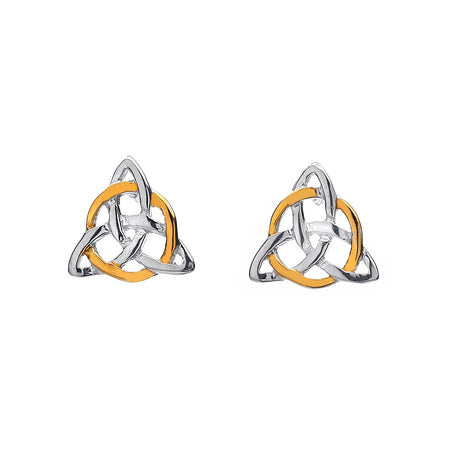 Sea Gems Celtic Knot Stud Triangular Earrings - Sterling Silver / Gold Plate | 4707