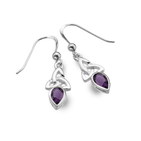 Sea Gems Celtic Trinity Earrings - Sterling Silver  / Amethyst | 5118A