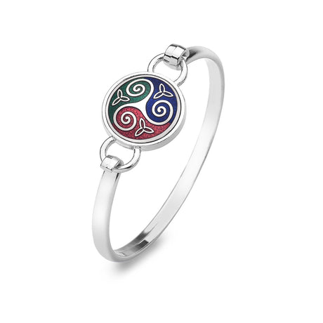 Sea Gems Celtic Triskele Trinity Bangle Red / Green / Blue - Sterling Silver | 7418RGB