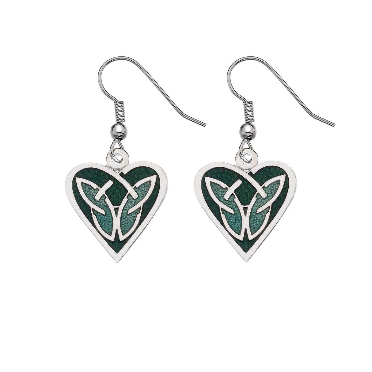 Sea Gems Celtic Heart Earrings Green - Sterling Silver | 7478G