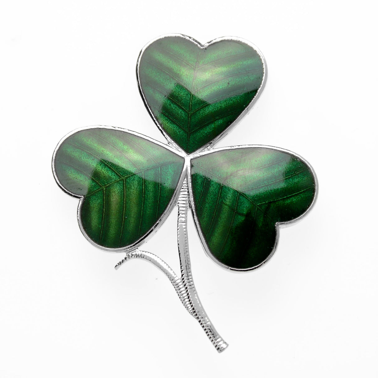 Sea Gems Celtic Shamrock Brooch Green - Silver | 7555G