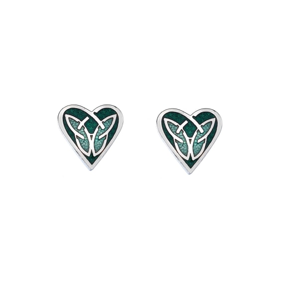 Sea Gems Celtic Heart Stud Earrings Green - Sterling Silver | 7637G