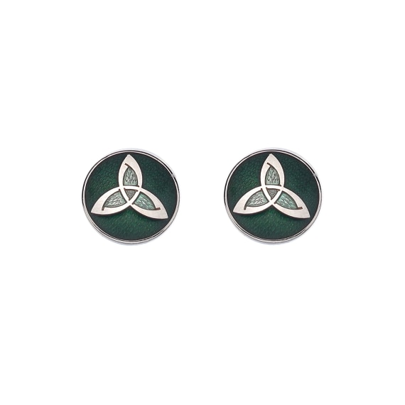 Sea Gems Celtic Trinity Knot Stud Earrings Green - Sterling Silver | 7640G