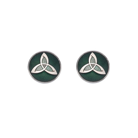 Sea Gems Celtic Trinity Knot Stud Earrings Green - Sterling Silver | 7640G