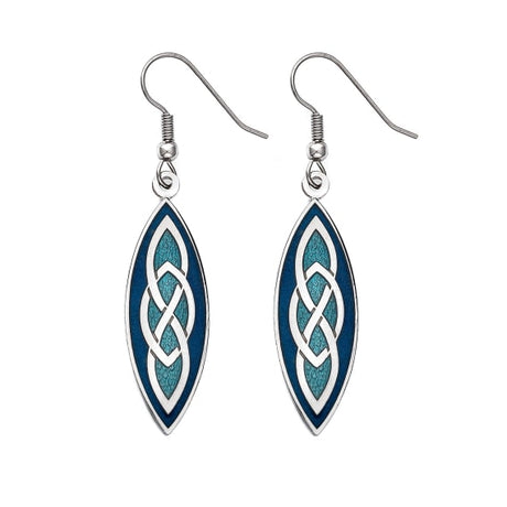 Sea Gems Celtic Knot Pointed End Earrings Blue / Turquoise - Sterling Silver | 7650BTQ