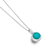 Sea Gems Origins Round Pendant with Turquoise Stone - Sterling Silver | P1209TQ