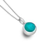 Sea Gems Origins Round Pendant with Turquoise Stone - Sterling Silver | P1209TQ