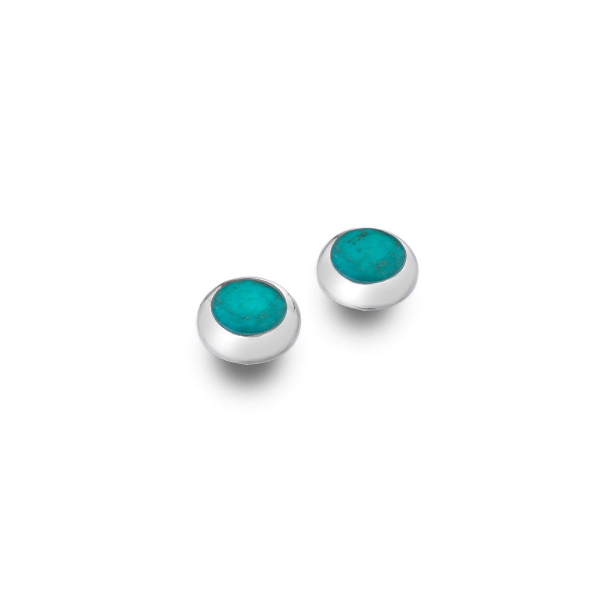 Sea Gems Origins Round Stud Earrings with Turquoise Stone - Sterling Silver | P1210TQ