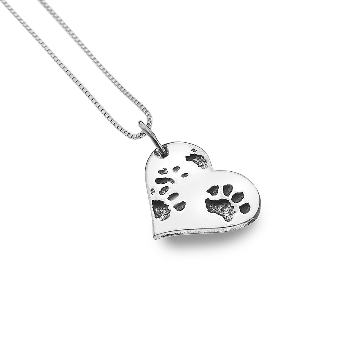 Sea Gems Origins Heart Shape Dog Paw Print Pendant - Sterling Silver | P3482