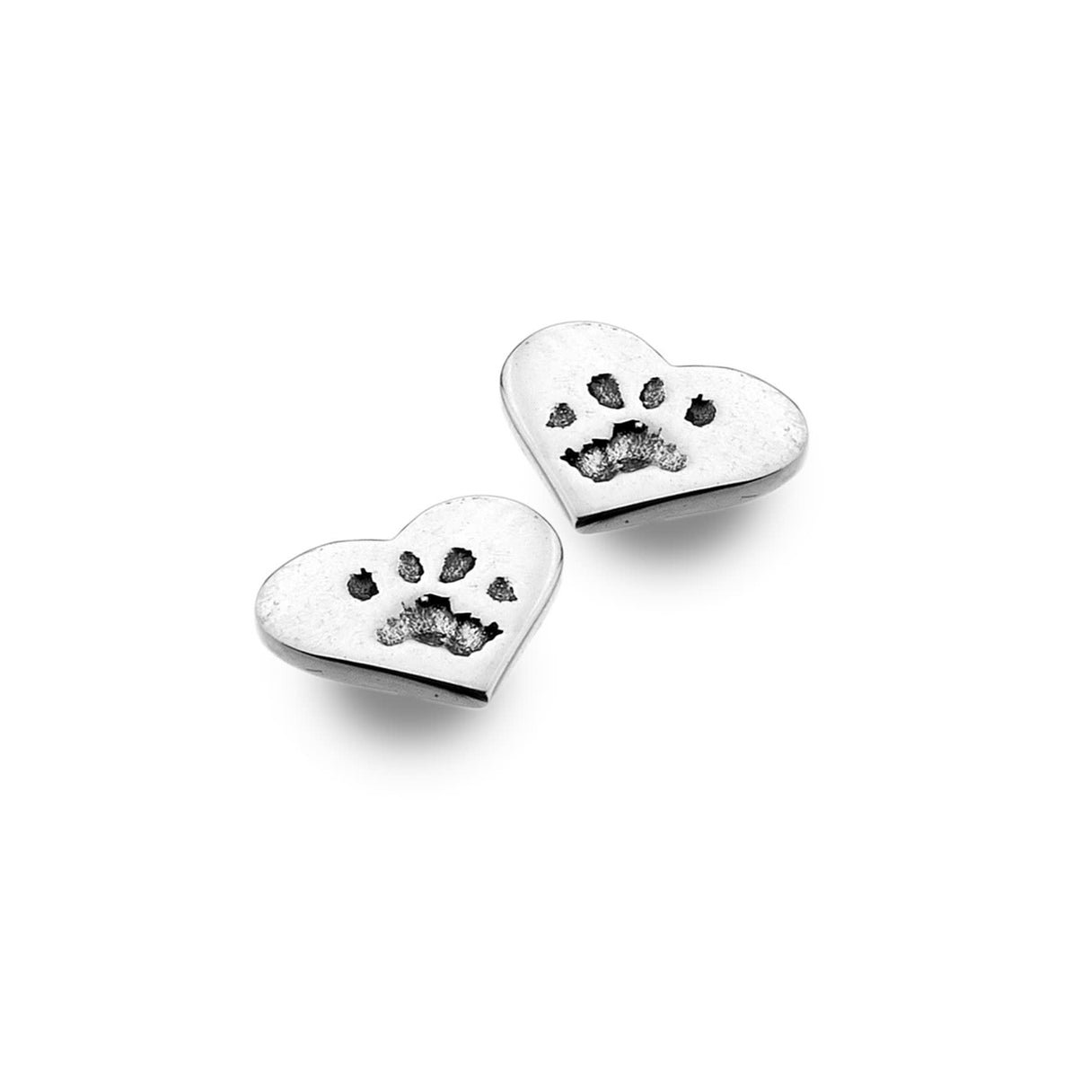 Sea Gems Origins Heart Shape Dog Paw Print Earrings - Sterling Silver | P3484