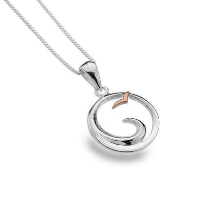 Sea Gems Origins Wave Bird Pendant - Sterling Silver / Rose Gold | P3586